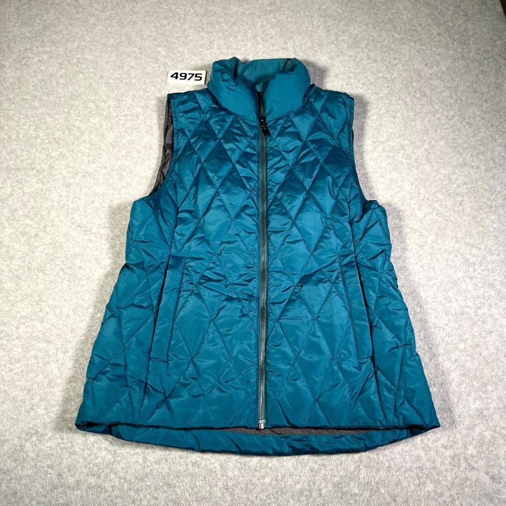 Moosejaw Mountaineering Quilted Vest Womens Medium Blue Logo Full Zip Casual